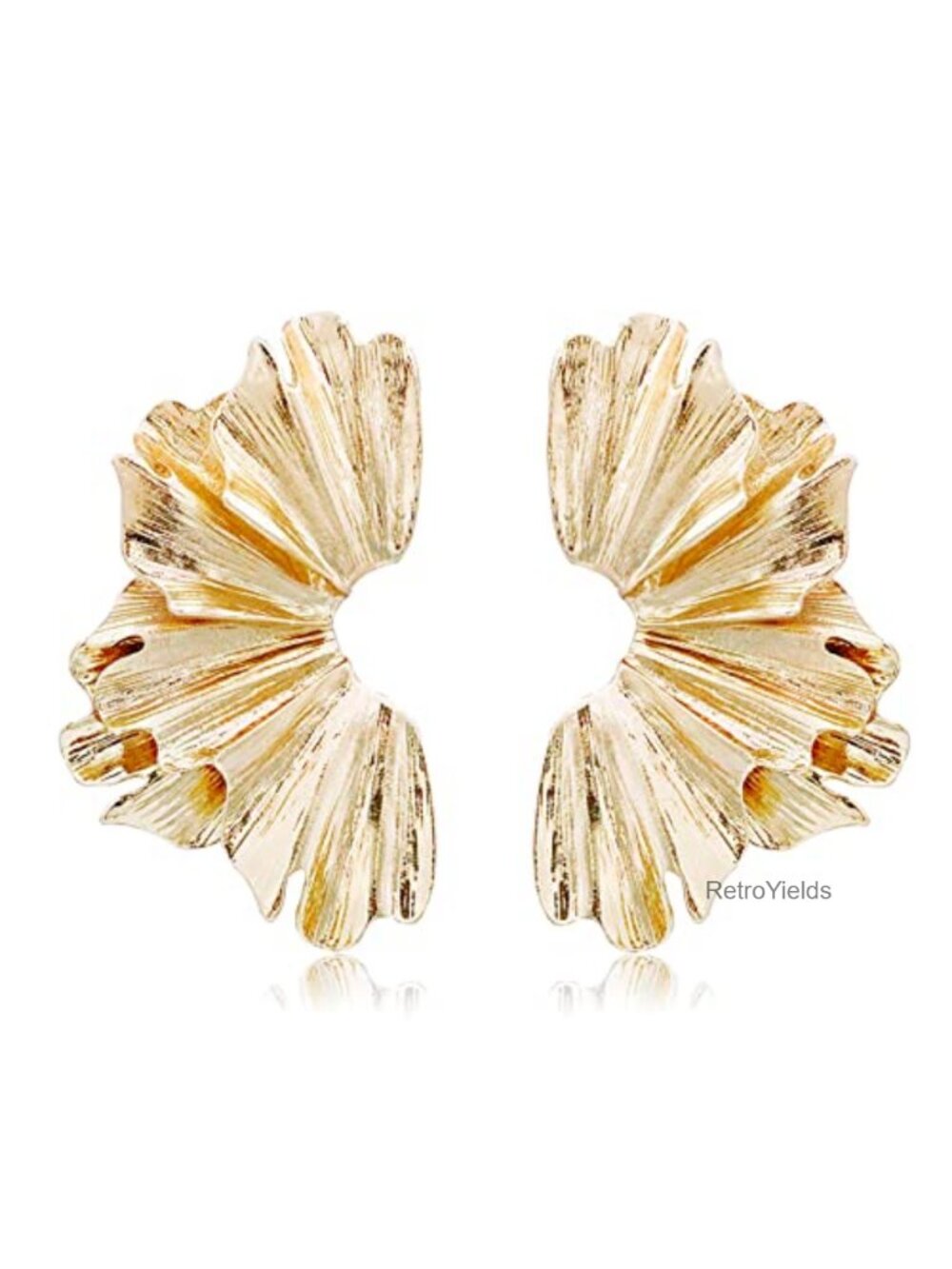 Gold Statement Dangle Earrings for Women Geometric Ginkgo Leaf Heart Drop
